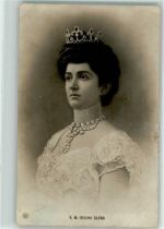S.M. Regoina Elena Halsschmuck Diamanten Krone Diadem Adel Italien Foto AK