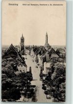 94315 W8440 Straubing - Stadtplatz Stadtturm Kirche St.Jakob Passauer Tor
