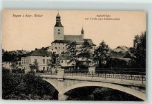 94209 W8370 Regen 1919 - Regenbrücke mit Kirche und Mädchenschule
