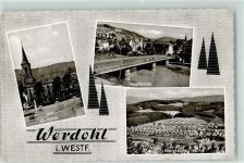 58791 W5980 Werdohl Foto AK Stadtbrücke Ev. Kirche Königsburg