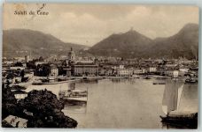 22100 Como 1915 - Hafen Dampfer Segelboot