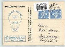 Rapperswil Jona 1. Freiballonaufstieg HB-BIW Einweihung des neuen Sekundarschulhauses Pilot Fred Dolder 15. Oktober 1961 Ballonpost