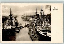 W2800 Bremen Dampfer Schlepper Frachtschiffe Freihafen Binnenschiff Foto AK