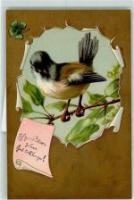 Meise Kleeblatt Vogel Lithographie