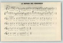 Wein Lieder -Le Refrain des Vendanges + Text Rückseite Liederkarte