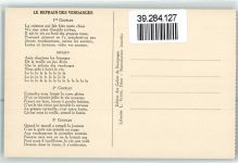 Wein Lieder -Le Refrain des Vendanges + Text Rückseite Liederkarte