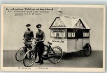 W6104 Seeheim-Jugenheim Selbstgebautes Wohnhaus auf dem Fahrrad durch Deutschland AK Rekord
