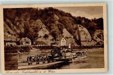 W3452 Bodenwerder Raddampfer Stein oer Teufelsmühle an der Weser Binnenschiff Gebrauchsspuren