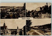 08626 O9930 Adorf , Vogtl Foto AK Elsterstrasse Thälmann Platz Schwimmbad