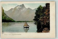8790 Eisenerz - Gruss vom Leopoldsteinersee Segelboot Terrasse Berge