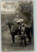 Reitermur Spruch Soldat Frau PR Nr.5757-3 Pferd 1914