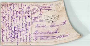 66606 W6690 St. Wendel , Saar 1917 Gebrauchsspuren Feldpost WK I I. Komp. Landst. Inf. Bataillon