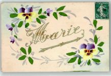 handgemalt Stiefmütterchen Name auf AK 1908