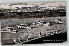 Flotte mit Schweizer Alpen Bodenseeschiff Fotomontage AK