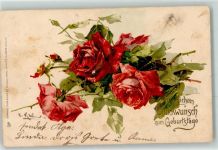 Rosen Raphael Tuch sign. C.Klein Geburtstag 1906 Künstlerkarte