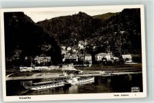 O8320 Schmilka Pension Prüfer Raddampfer Foto AK