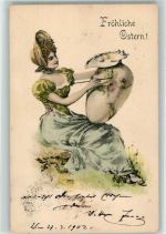 Frau Ei bemalen B.K.W.I. Nr.4016-4 Ostern 1902