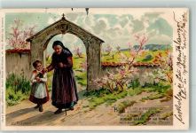 Kind Tracht Spruch Döcker, E. 1900 Lithographie / Künstlerkarte