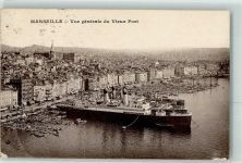 13000 Marseille - Blick auf den Hafen Dampfer Straßenbahn