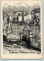 06547 O4713 Stolberg Harz Künstlerkarte Federzeichnung von U. Bewersdorff