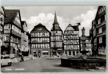 34560 W3580 Fritzlar Foto AK Marktplatz Rolandsbrunnen