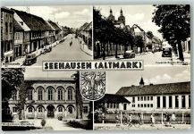 39615 O3550 Seehausen Altmark - Wappen Mühlenstraße Winckelmann-Oberschule Friedrich-Engels-Straße Schule der Freundschaft Oldtimer Fahrrad