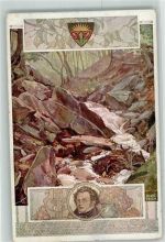 sign.Gustav Feith Lieder Ich hört ein Bächlein rauschen Leier Karte Nr.849 Schulverein 1918 Künstlerkarte