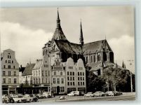 18055 O2500 Rostock - Ernst Thälmann Platz Marienkirche Oldtimer VW Käfer
