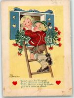 Blumen Fensterln Spruch Verlag Lengauer Nr.2016 Kind Künstlerkarte