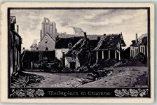 02160 Craonne 1918 Gebrauchsspuren Marktplatz sign. Ernst Lang