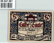 39240 O3310 Calbe Notgeldschein 50 Pfennig