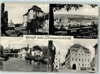 86609 W8850 Donauwörth - Riedertor Blick v. Schellenberg Am Donauspitz Rathaus