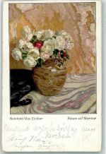 sign. Eichler Max Reinhold Rosen auf Mamor Blumenvase 1914 Künstlerkarte