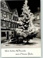 76593 W7562 Gernsbach Winter Hofstätte mit beleuchtetem Weihnachtsbaum