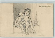 Kinder Wo drückt der Schuh Reihe I Peters, H. 1917 Künstlerkarte