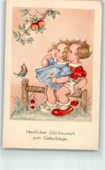 Glückwunsch Kinder Äpfel Vogel Geburtstag