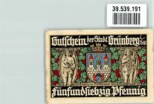 Grünberg Zielona Góra 1921 Notgeldschein Notgeld 75 Pfennig