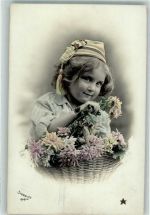 Mädchen Korb mit Blumen Serie 870 Stebbing Gebrauchsspuren