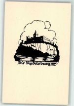06628 O4801 Saaleck Künstlerkarte Rudelsburg Original Scherenschnitt A.M. Schwindt