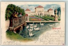 80331 W8000 Nymphenburg 1900 Lithographie Schloss