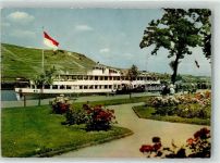 W6530 Bingen am Rhein Motorschiff Anlegestelle Rheinschiff Foto AK