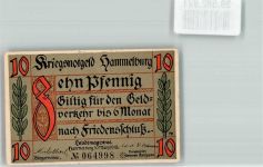 97762 W8783 Hammelburg Notgeldschein 10 Pfennig