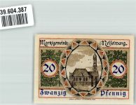 87484 W8964 Nesselwang 1918 Notgeldschein Gutschein über 20 Pfennig St. Andreas Kirche Wappen