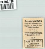 79395 W7844 Neuenburg am Rhein Gebrauchsspuren Vignette Reklame Kaffee Hag Nr. 85 Wappen
