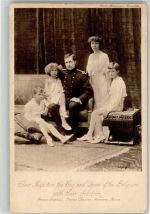 Photogravure No. 4327 Das belgische Königshaus Ihre Majestät d. König u. d. Königin von Belgien m. i. Kindern Tucks