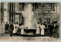 Karlovy Vary Karlsbad 1909 Gebrauchsspuren Sprudel Foto AK