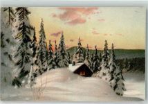 sign. Brandt Winter Motiv Schweden Künstlerkarte