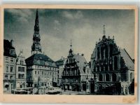 Riga 1943 Gebrauchsspuren Rathausplatz Omnibus Foto AK