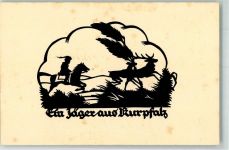 Ein Jäger aus Kurpfalz Scherenschnitt Schwindt, A. Künstlerkarte