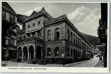75323 W7547 Bad Wildbad im Schwarzwald Gebrauchsspuren Kurhaus Eberhardbad Foto AK